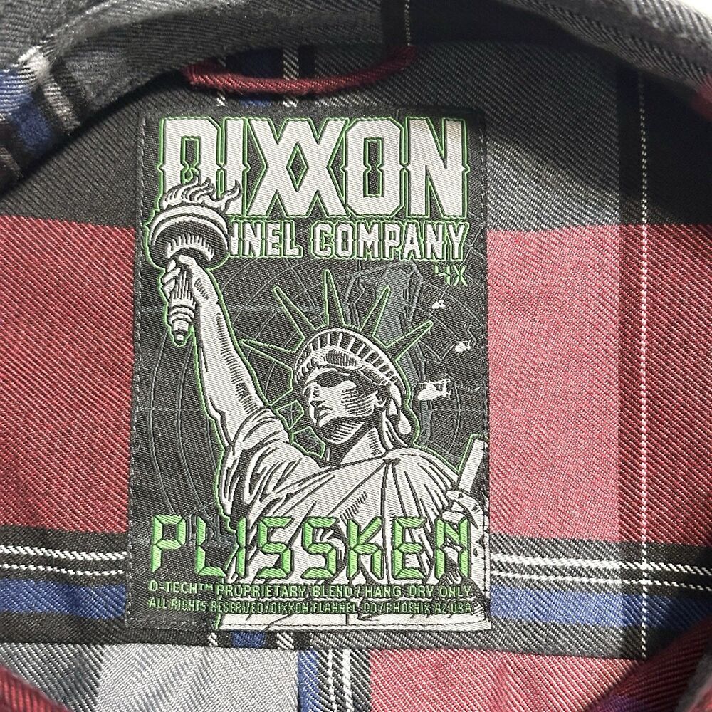 Dixxon Flannel Shirt Men’s Size 4X PLISSKEN Red Grey Plaid Long Sleeve - Picture 5 of 8